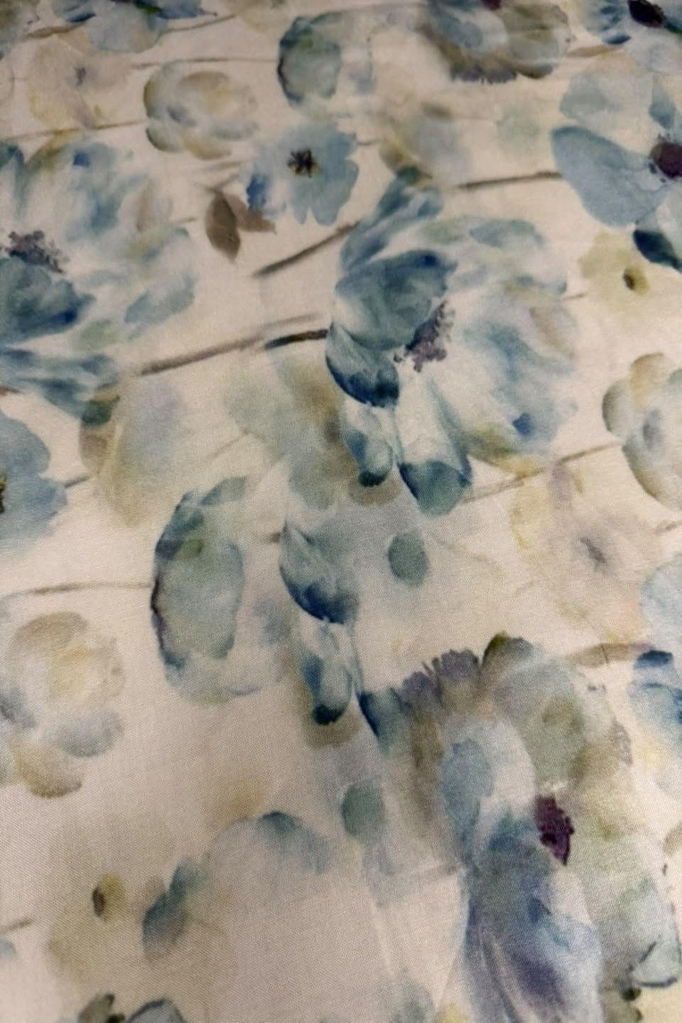 Premium Stone Linen Misty Blue Petals 2 Piece Unstitched Suit for Women