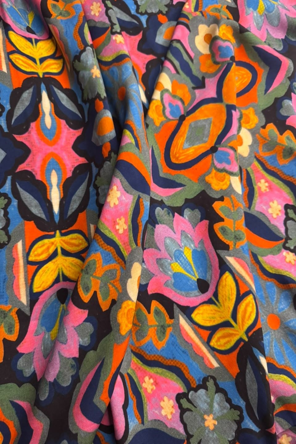 Premium Stone Linen Multi Kaleido Floral 2 Piece Unstitched Suit for Women