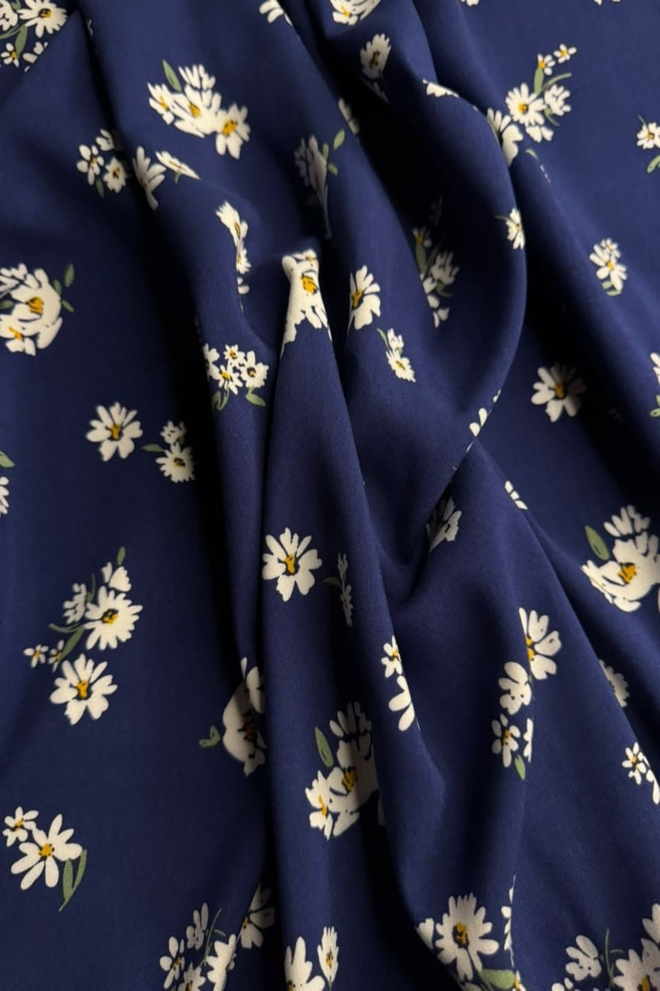 Premium Stone Linen Navy Daisy 2 Piece Unstitched Suit for Women