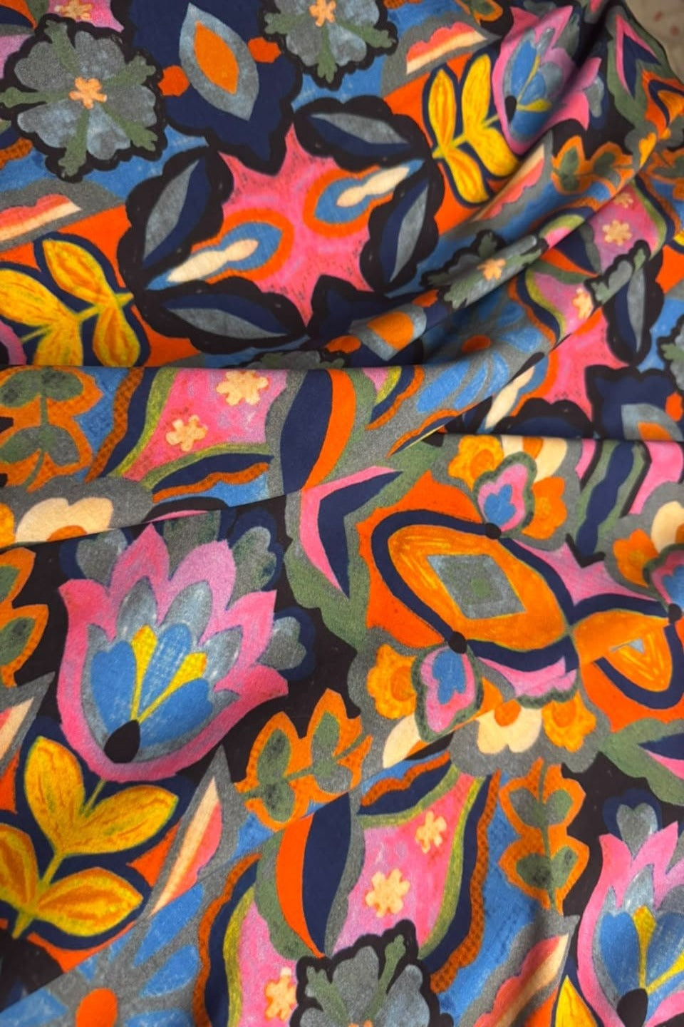 Premium Stone Linen Multi Kaleido Floral 2 Piece Unstitched Suit for Women