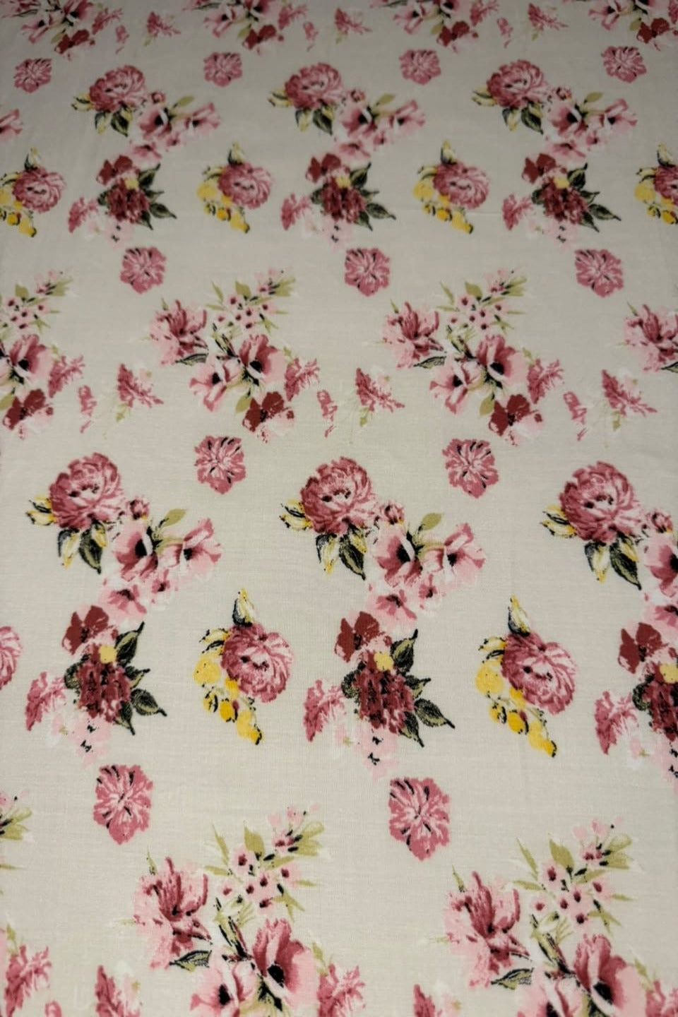 Premium Stone Linen Pink Vintage Floral 2 Piece Unstitched Suit for Women