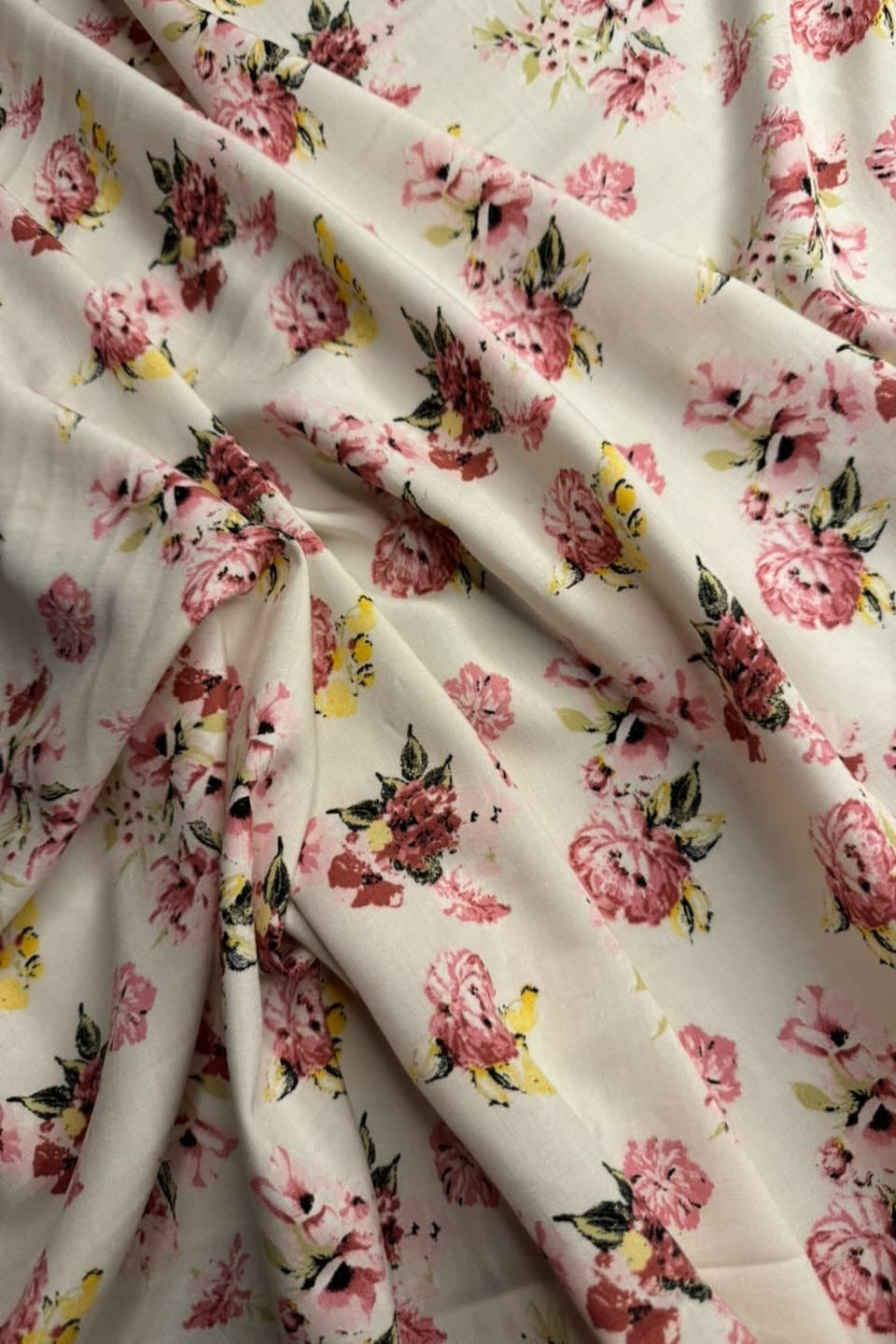 Premium Stone Linen Pink Vintage Floral 2 Piece Unstitched Suit for Women