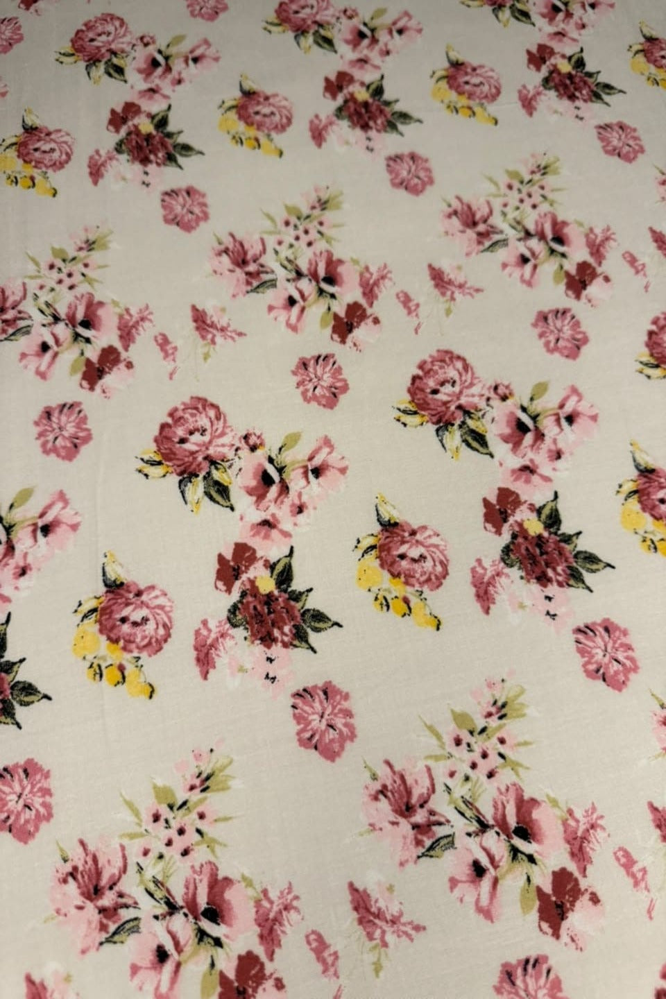 Premium Stone Linen Pink Vintage Floral 2 Piece Unstitched Suit for Women