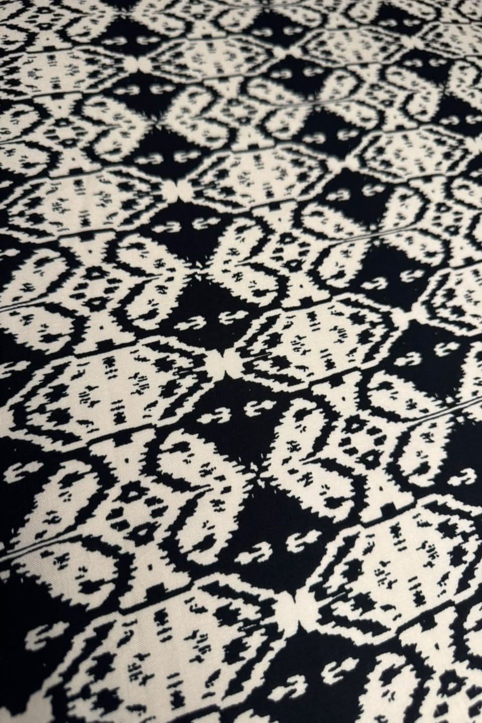Premium Stone Linen Black Ikat Geometric 2 Piece Unstitched Suit for Women