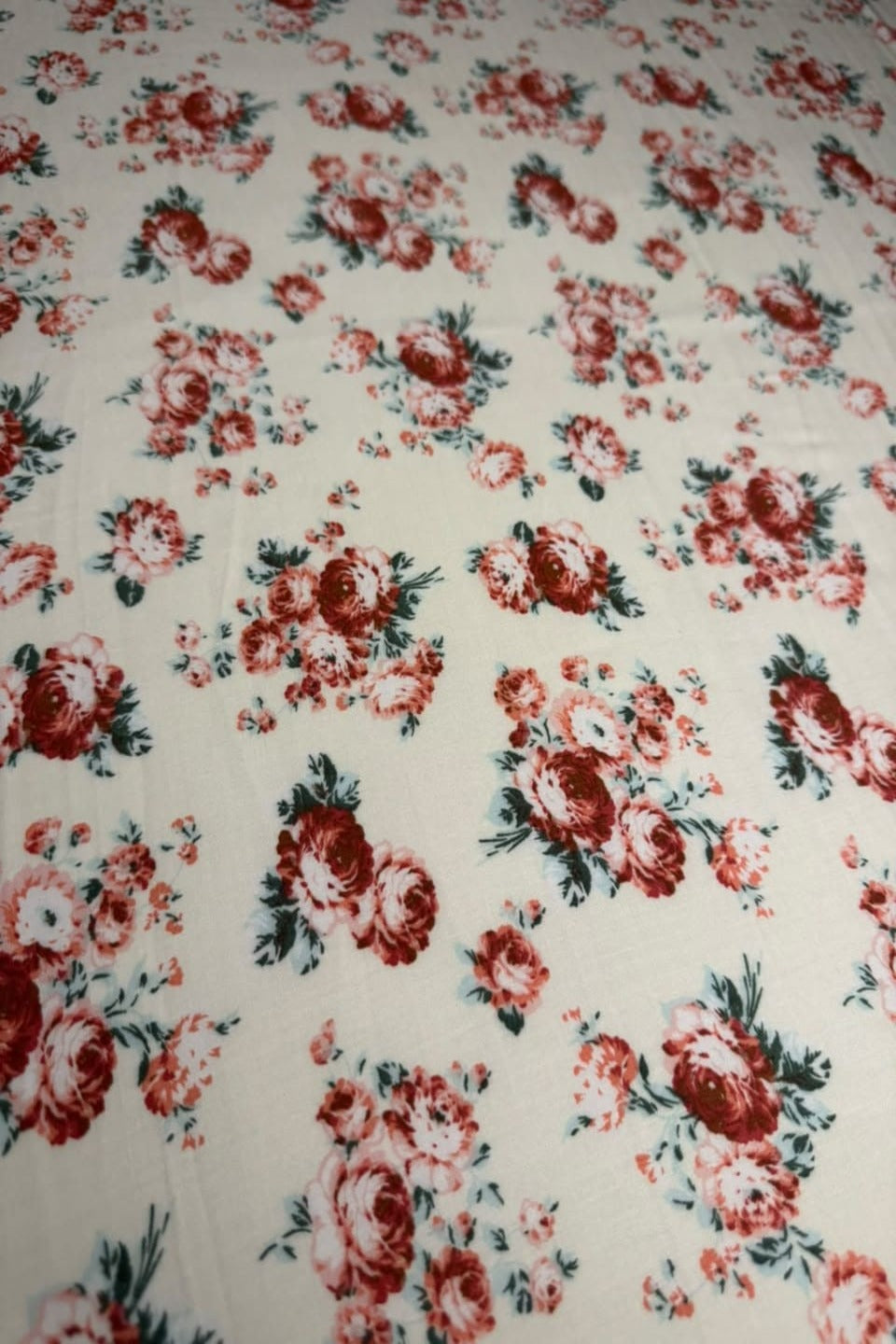 Premium Stone Linen Red Rose Floral 2 Piece Unstitched Suit for Women