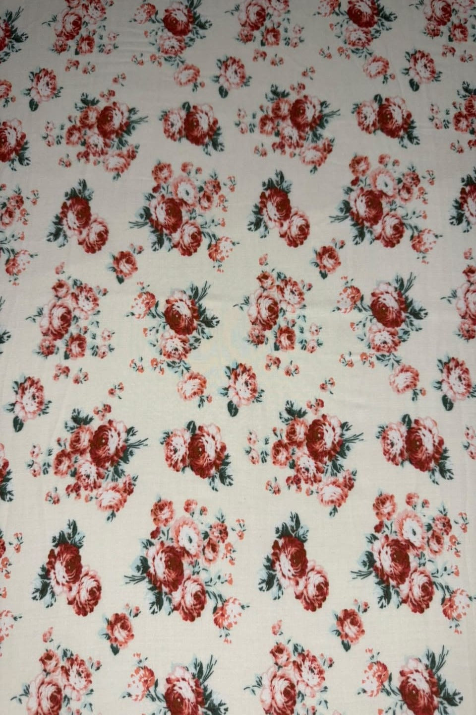 Premium Stone Linen Red Rose Floral 2 Piece Unstitched Suit for Women