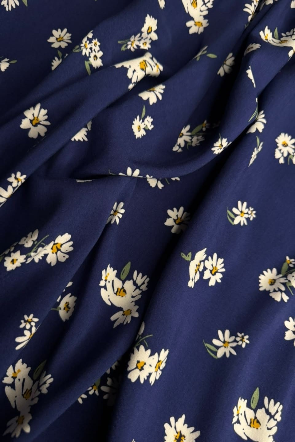 Premium Stone Linen Navy Daisy 2 Piece Unstitched Suit for Women