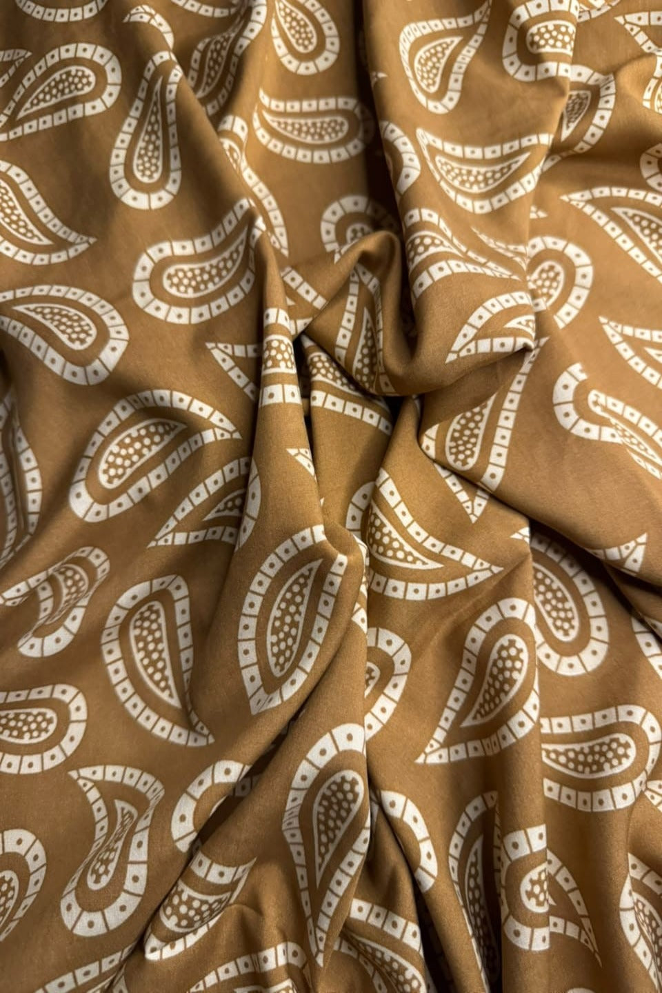 Premium Stone Linen Mustard Paisley 2 Piece Unstitched Suit for Women