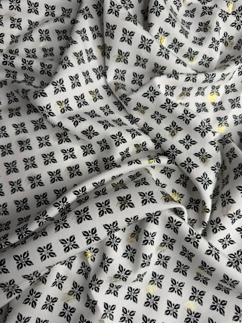Zari Linen Geometric Floral Block Print Off-White & Black - 2 Piece Suit For Women