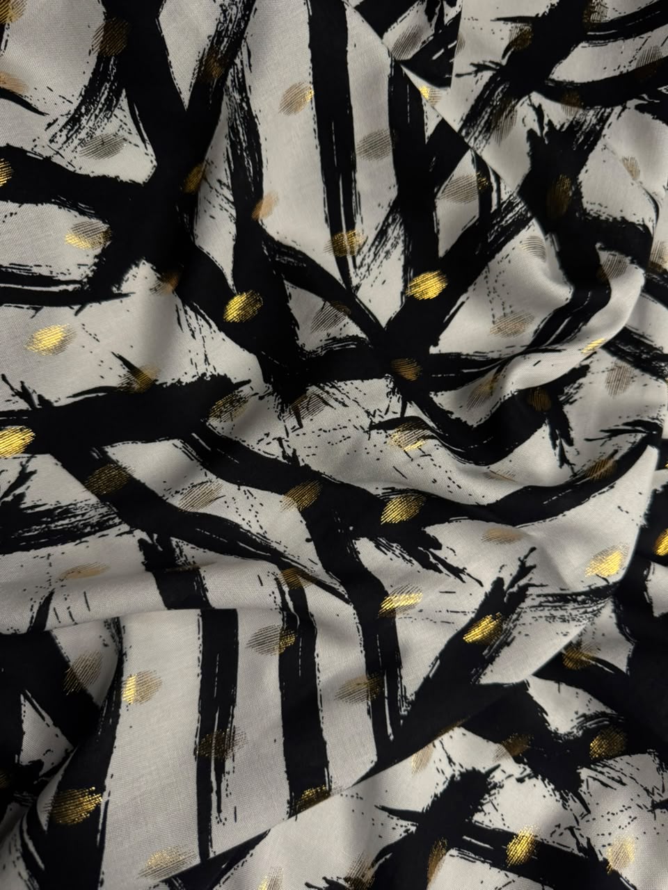 Zari Linen Abstract Brush Stroke Print Off-White & Black - 2 Piece Suit For Women