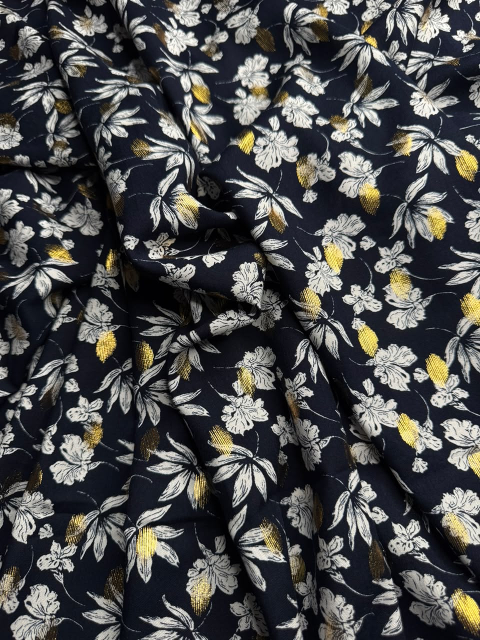 Zari Linen Mini Leaf Floral Sketch Navy Blue - 2 Piece Suit For Women