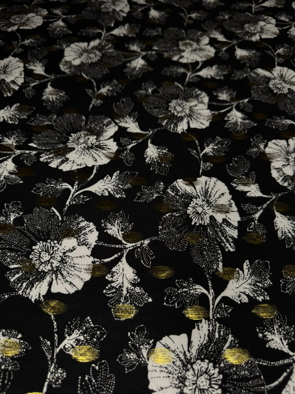 Zari Linen Monochrome Floral & Gold Woven Motif Jet Black - 2 Piece Suit For Women